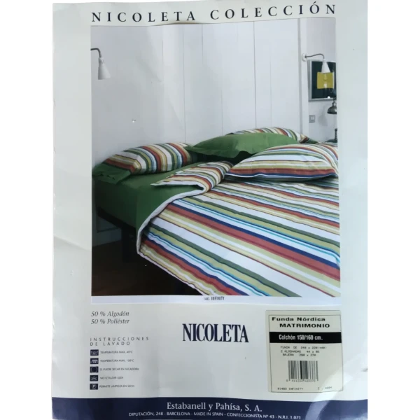 Funda Nórdica nicoleta verde a rayas
